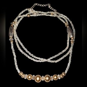 Versona Gold & Silvertone Classic Bead Necklace Seed Bead Adjustable